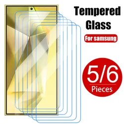 5/6 Pcs Tempered Glass For Samsung S24  Ultra S23 S22 Plus A54 A14 A34 A24 S21 S20 FE A53 A73 A33 A13 A12 A52 A51 A21S A22