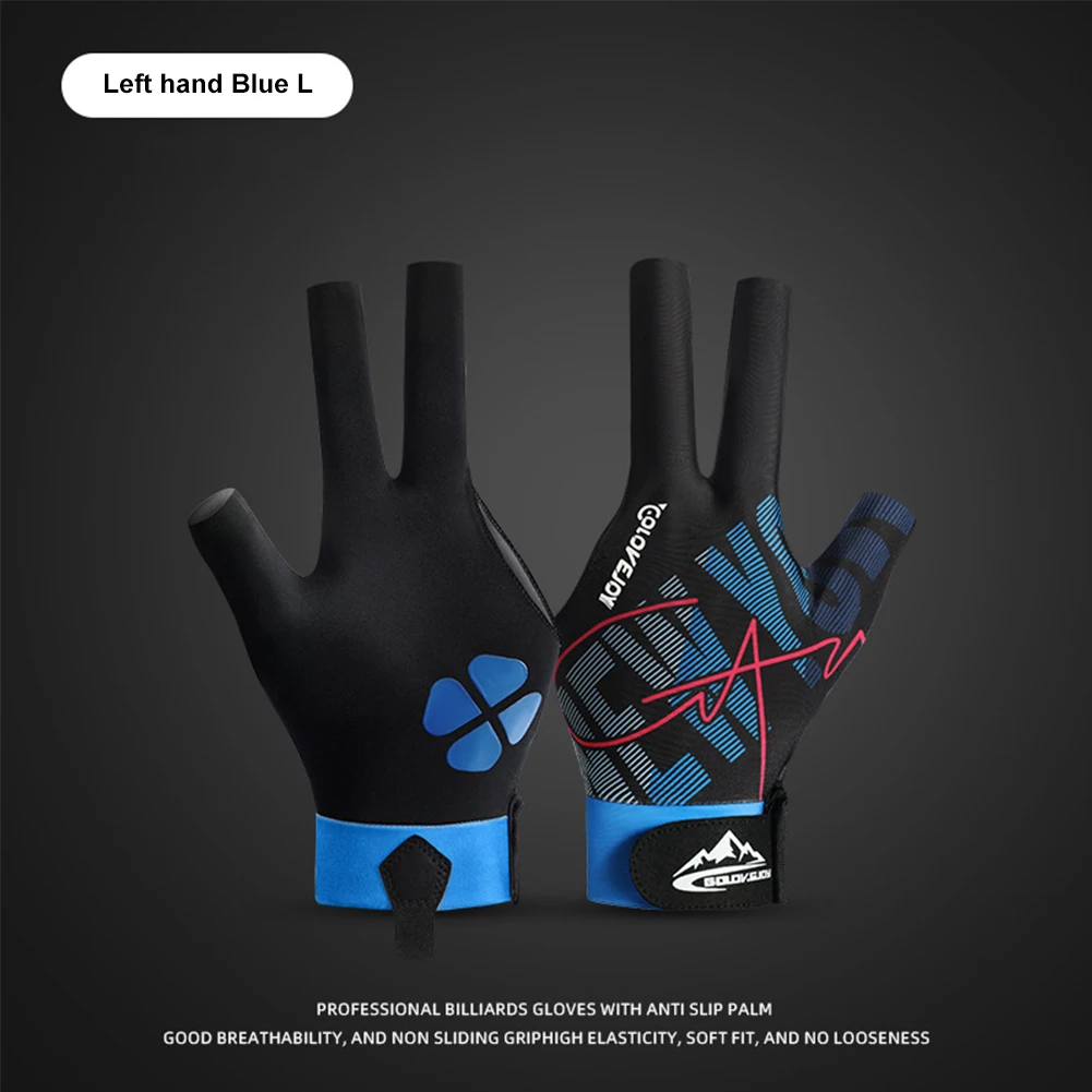 Billiard Gloves Open Finger Gloves Elastic 3 Finger Snooker Glove Anti-Slip Billiard Training Gloves for Men Women Left Hand