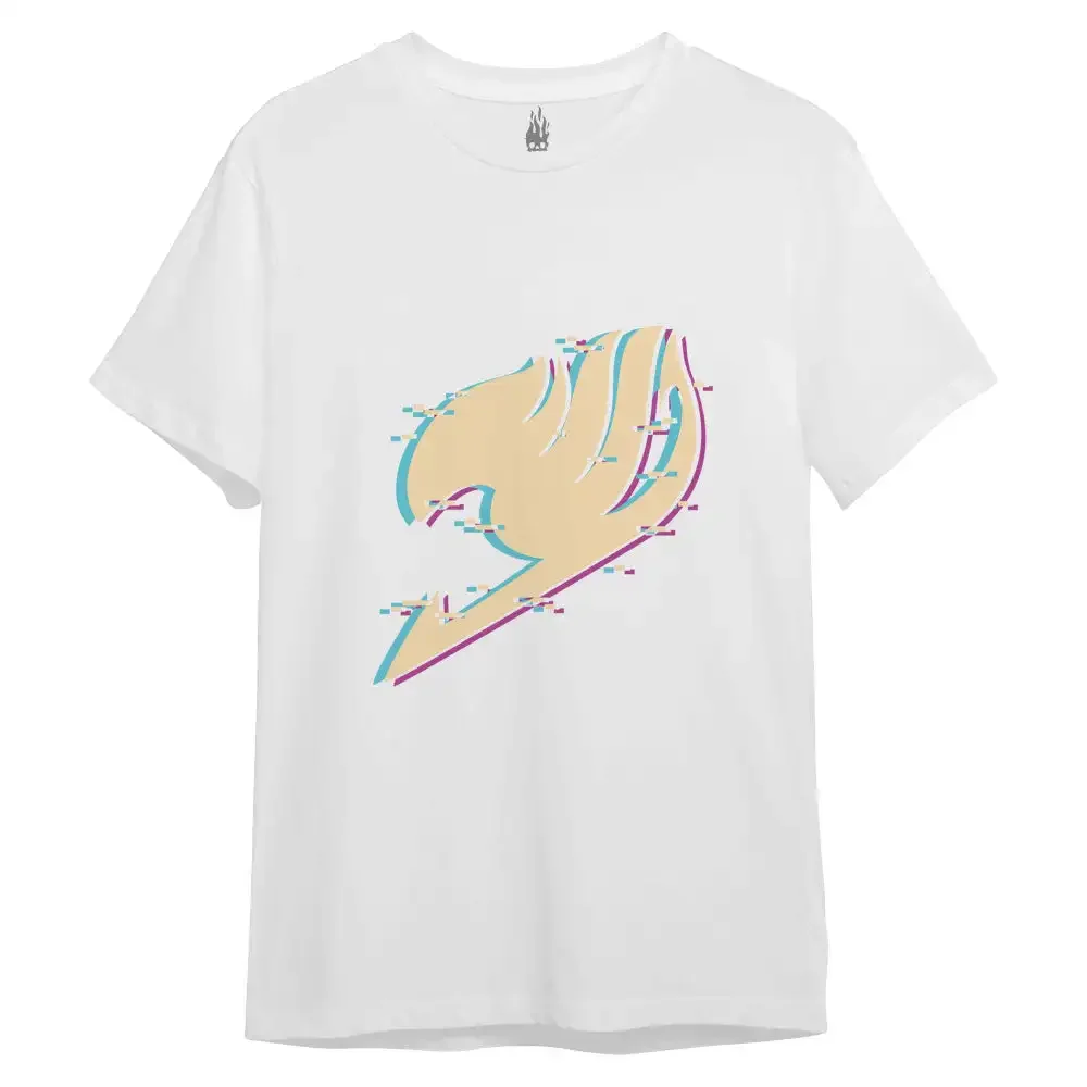 Fairy Glitch Logo Embroidered Anime Crest Premium Cotton T-Shirt