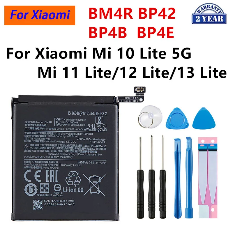 BM4R BP4B BP4E BP42 Battery For Xiaomi Mi 10 Lite 5G Mi 10 Lite Zoom Xiaomi 11 12 13 Lite Phone Replacement Batteries +Tools