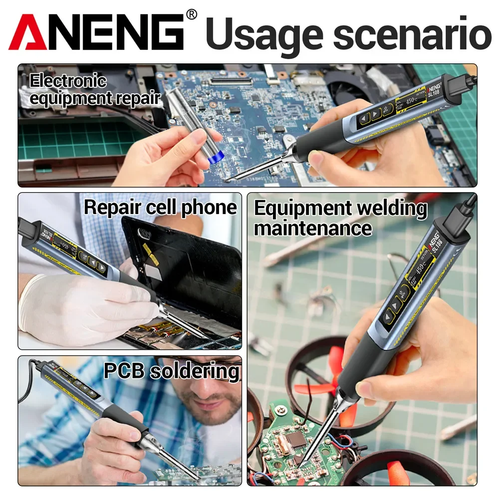 ANENG SL108 электрические паяльники PD/QC 96 Вт с регулируемой температурой и быстрым нагревом портативные умные сварочные инструменты для электриков