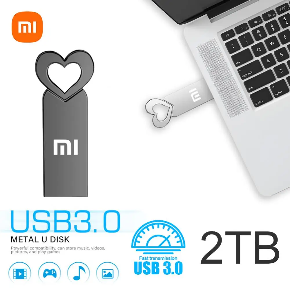 เสี่ยวหมี่2TB 1TB ไดร์ฟปากกาใหม่สุดสร้างสรรค์พร้อมพวงกุญแจ USB 3.0แฟลชไดรฟ์ปากกาเมมโมรี่สติ๊กปากกา128GB U Disk pendrive แฟชั่น U STICK