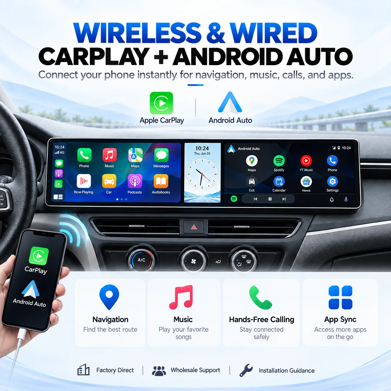 Lizpofly Dual 12.3 Inch Triple Screen Car Radio For Buick Encore 2016-2018 CarPlay Android Auto GPS Navigation BT5.0 DSP