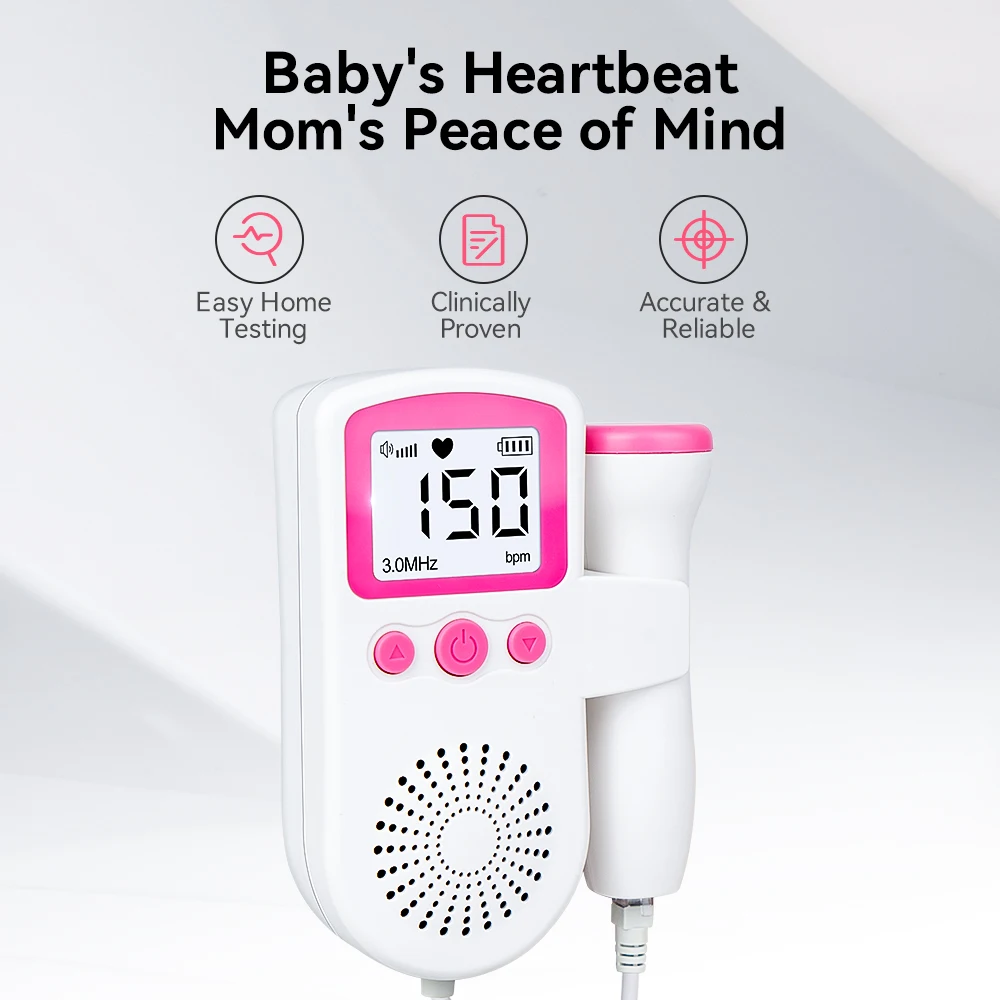Monitor Fetal Doppler para Bebês, Monitor de Frequência Cardíaca Antenatal, Estetoscópio Doppler para Uso Doméstico