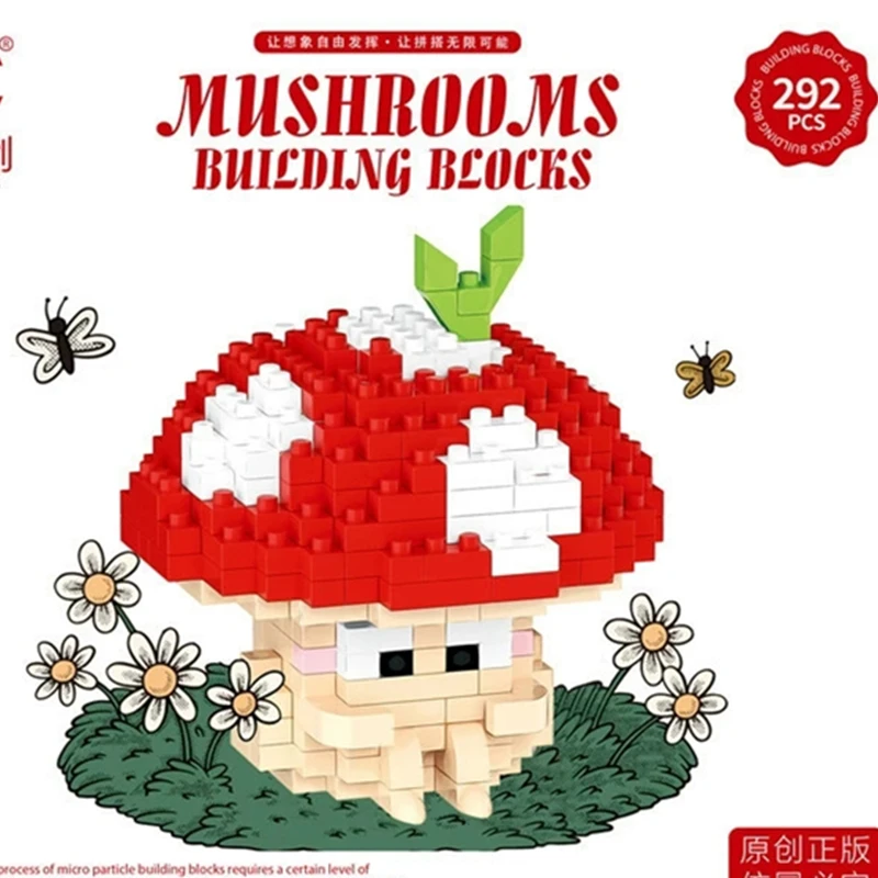 새로운 DIY 버섯 만화 토끼 곰 슈퍼 컬러풀 식물 곰팡이 블록 키트 소녀용 브릭 영화 모델 어린이 장난감