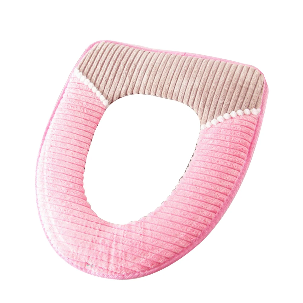 

Corduroy Toilet Seat Cover Thickened Cushion Warm Winter Home Bathroom Soft Reusable Machine Washable Fits Most Seats