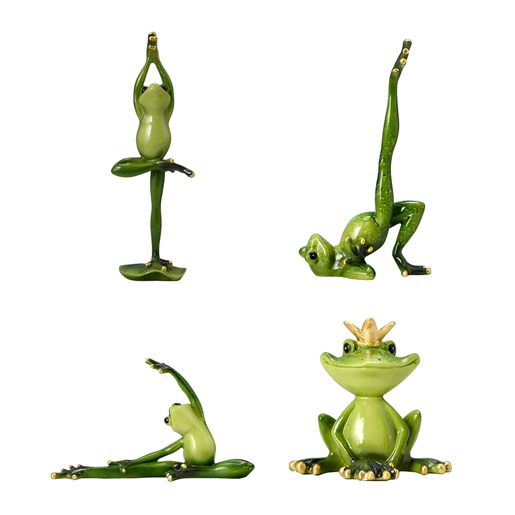 Yoga Frog Creative Statue Garden Supplies Resin Creative Sculptures Craft Handicraft Waterproof for Garden Flowers Pot Plants
