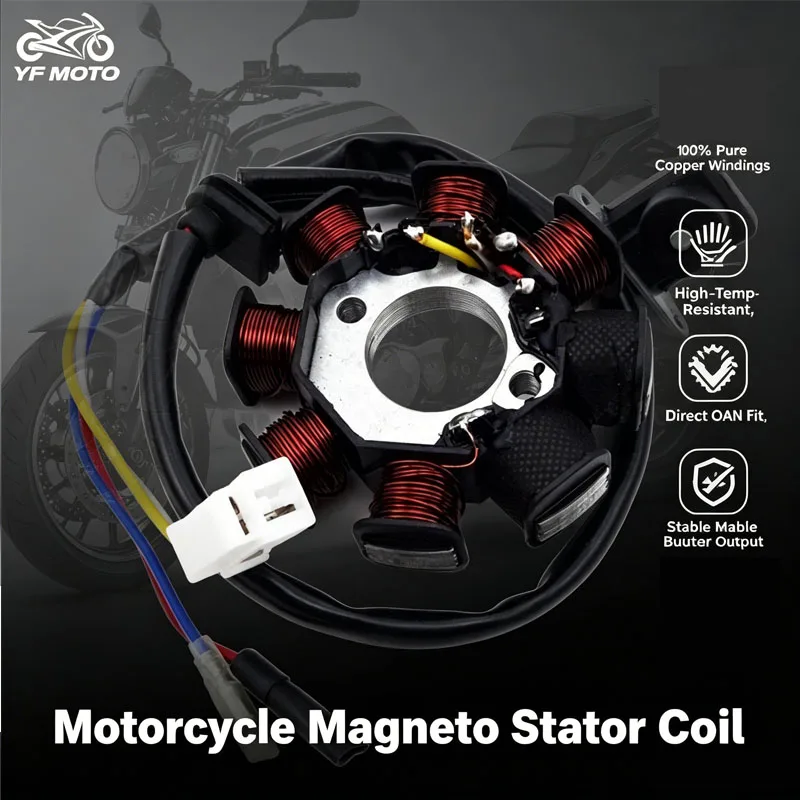 

High Performance 8 Poles Magneto Stator Coil for GY6 49cc 50cc 110cc 125cc 150cc Scooter Moped 139QMB 147QMD 157QMJ
