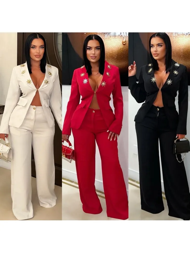Fashion Set For Women 2 Piece Sets New Arrival Matching Two Pieces Sets Long Sleeve blazer Top And Pants Suits Outfits Clothing
