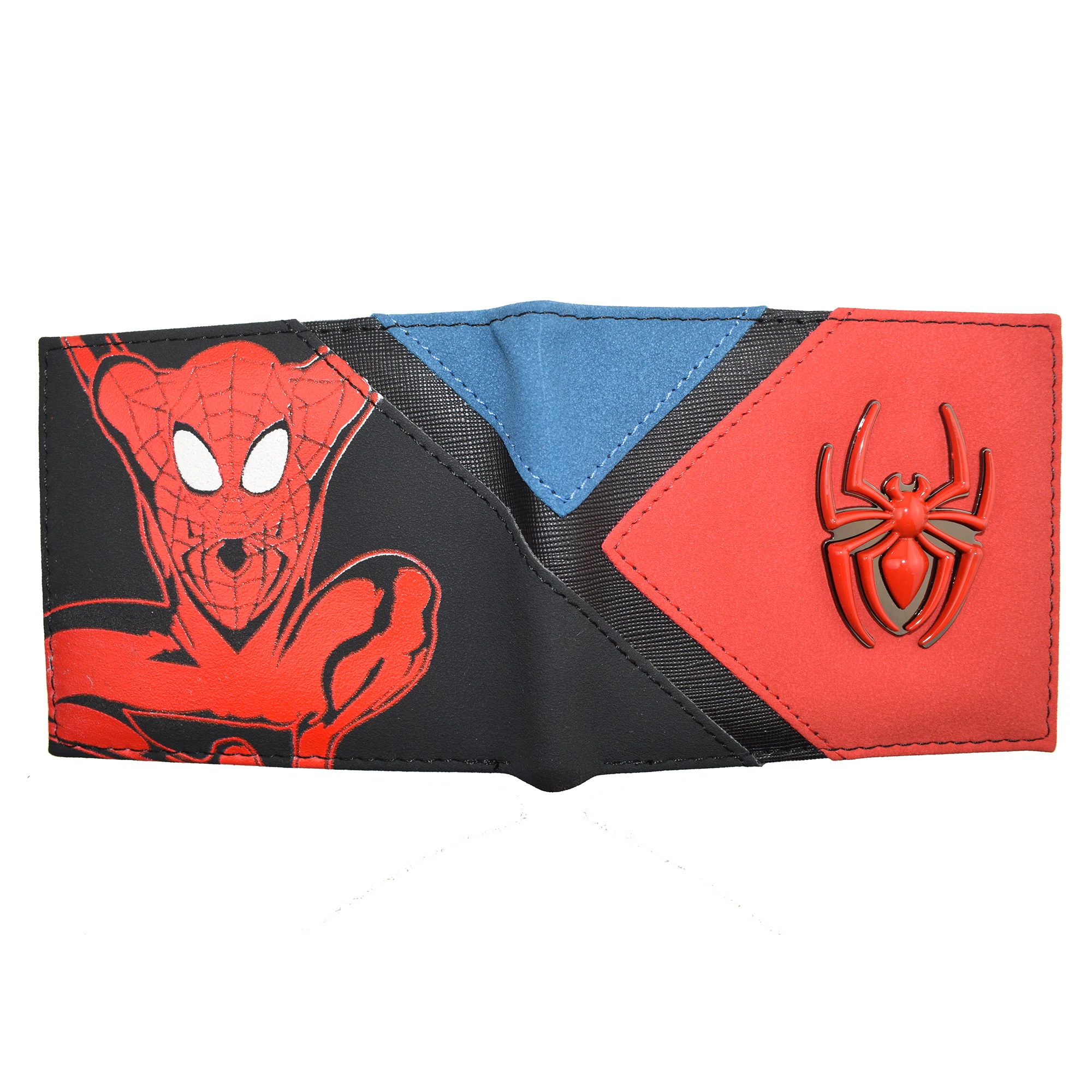 High Quality Metal Design Comics Marvel Wallet Spiderman Purse PU Leather with Zipper Coin Pocket