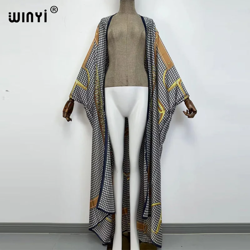 WINYI holiday Kimono da spiaggia oversize con fusciacche Bohemian africa party Sexy Cardigan lungo manica donna sukienka Fringe Cover-Up