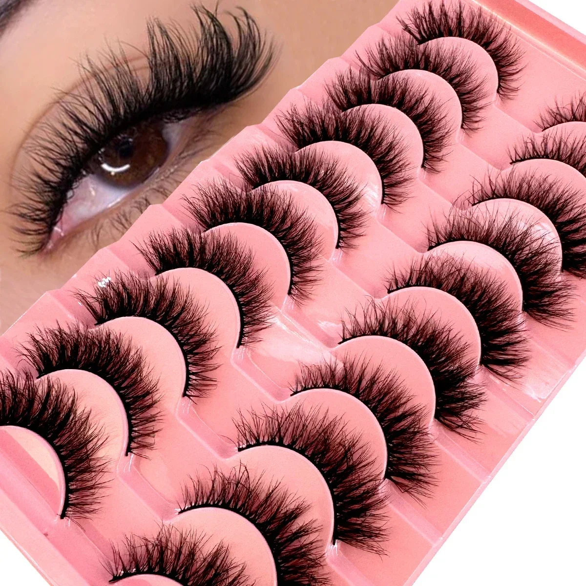 HBZGTLAD 10 pairs of fluffy and soft natural false eyelashes for long makeup 3D mink eyelashes for extended eyelash beauty eyela