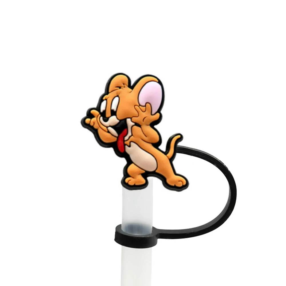 Cat Mouse Animal Straw Cover Cap for Reusable Drinking Dust Cap Glas Cup Accessories,Straw Toppers 10mm Silicone Straw Cover