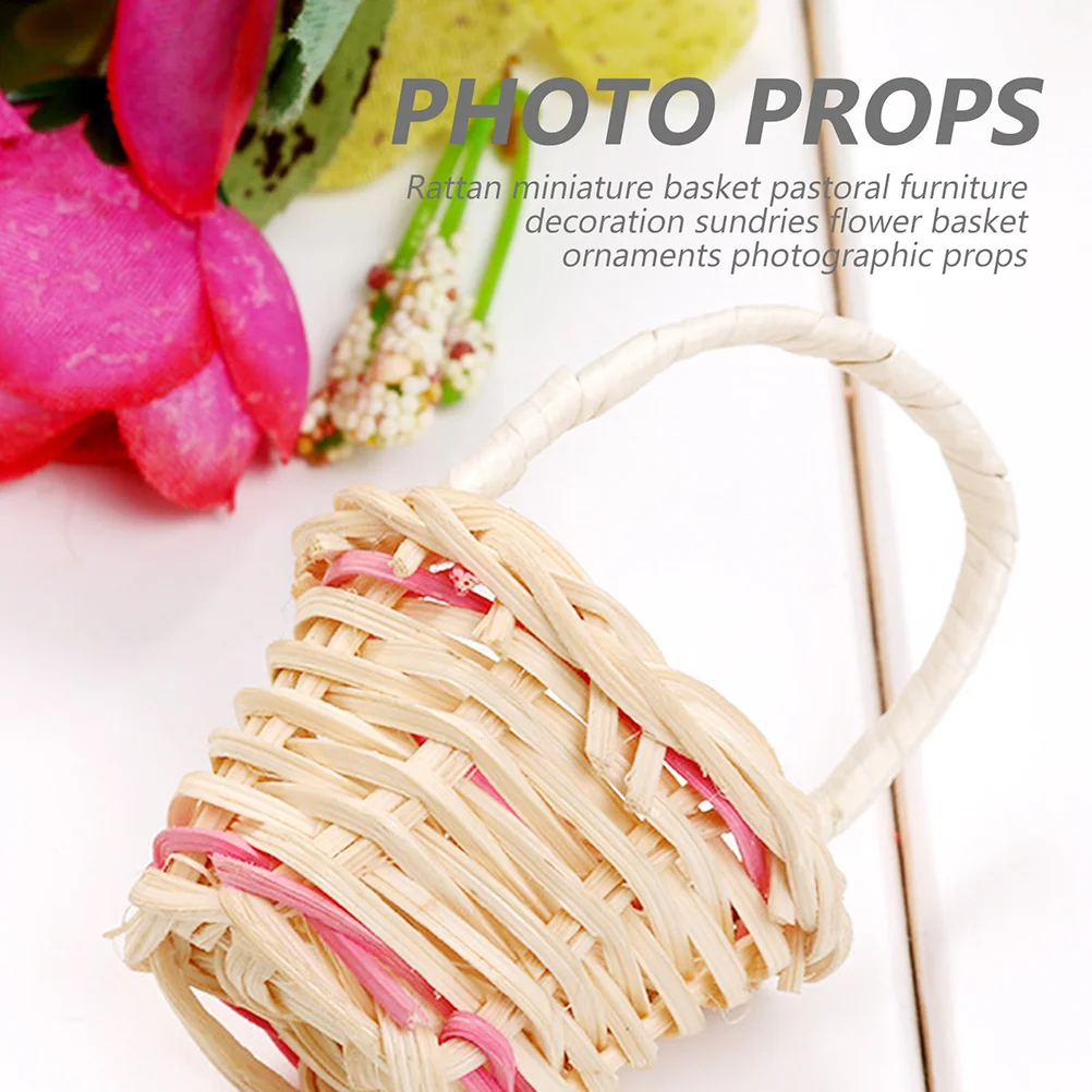 24 Pcs Basket Storage Baskets Mini Shopping Miniature Ornament Crafts Woven Model Wicker Flower Micro Scene