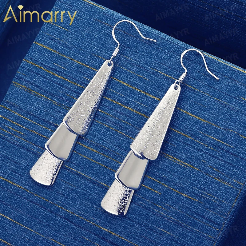 925 Sterling Silver Mixed and Spliced Triangular Earrings for Women's Parties Banquets Weddings High-quality Fashion Jewelry