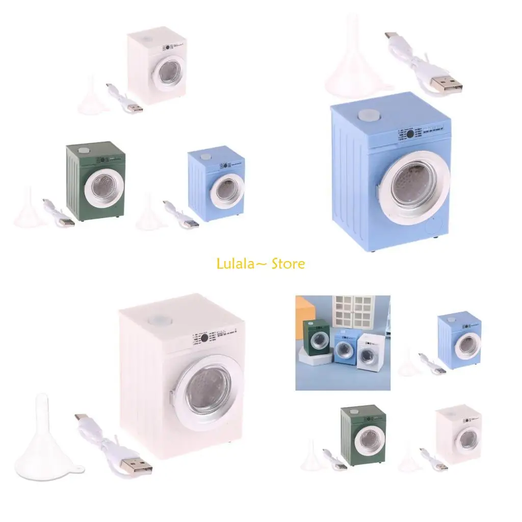 

Y4QA Sturdy 1 12 Scale Dollhouses Laundry Room Furniture Realistic Miniature Washing Machine with Interactive Features