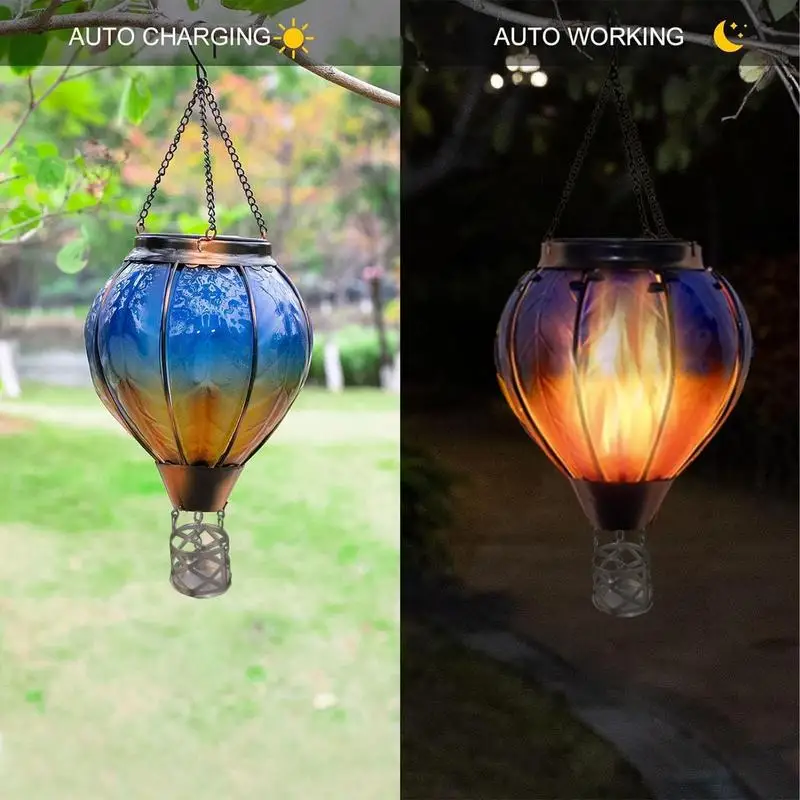 

Solar Lanterns Heat Balloon Hanging Light Waterproof Outdoor Garden Decor Flickering Flame Solar Lights for Lawn Porch Tree Yard