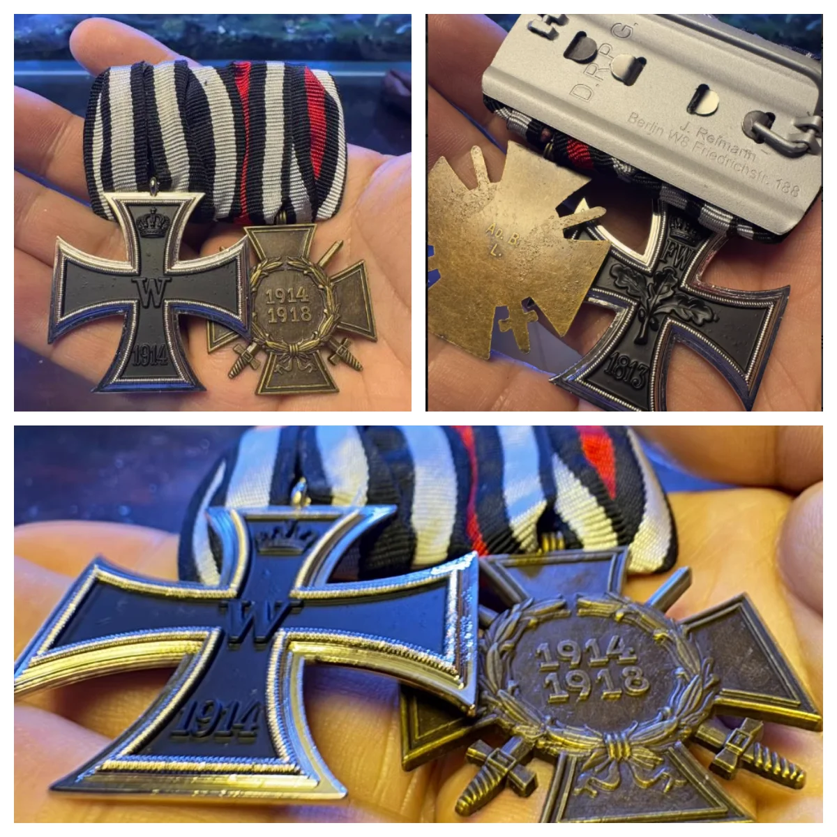 

WWI German Medal Bar Second Class Iron Cross of World War I&Hindenburg Cross Reproduction