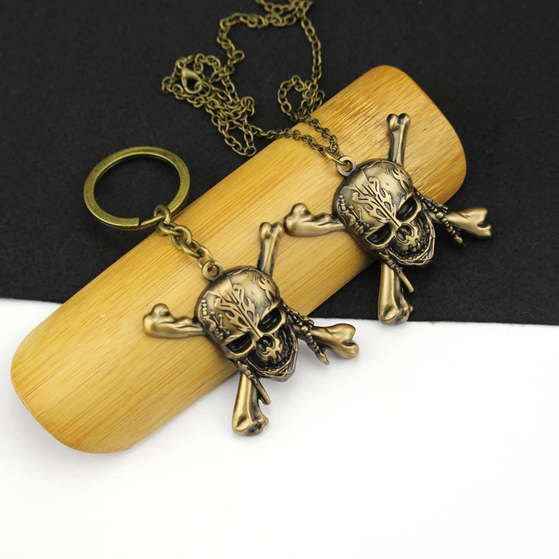 فيلم قراصنة الكاريبي قلادة جاك سبارو ازتيك الهيكل العظمي الجمجمة رؤساء قلادة عملة ميدالية خمر المجوهرات بالجملة