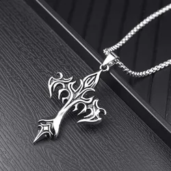 Cross Necklaces Stainless Steel Clothing Accessories Cross Clavicle Chains Flame Steel Casting Charm Cross Choker Pendant
