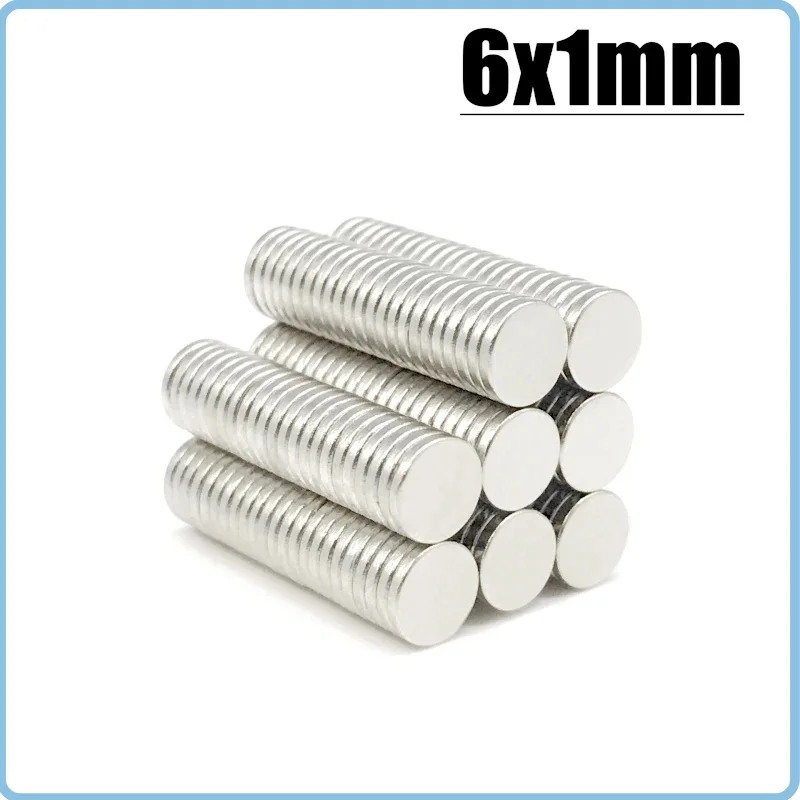 50/100/200/1000 Pcs 6x1mm Neodymium Rare Earth Cylinder Magnets N35 Mini round Discs for Educational & Engineering Use