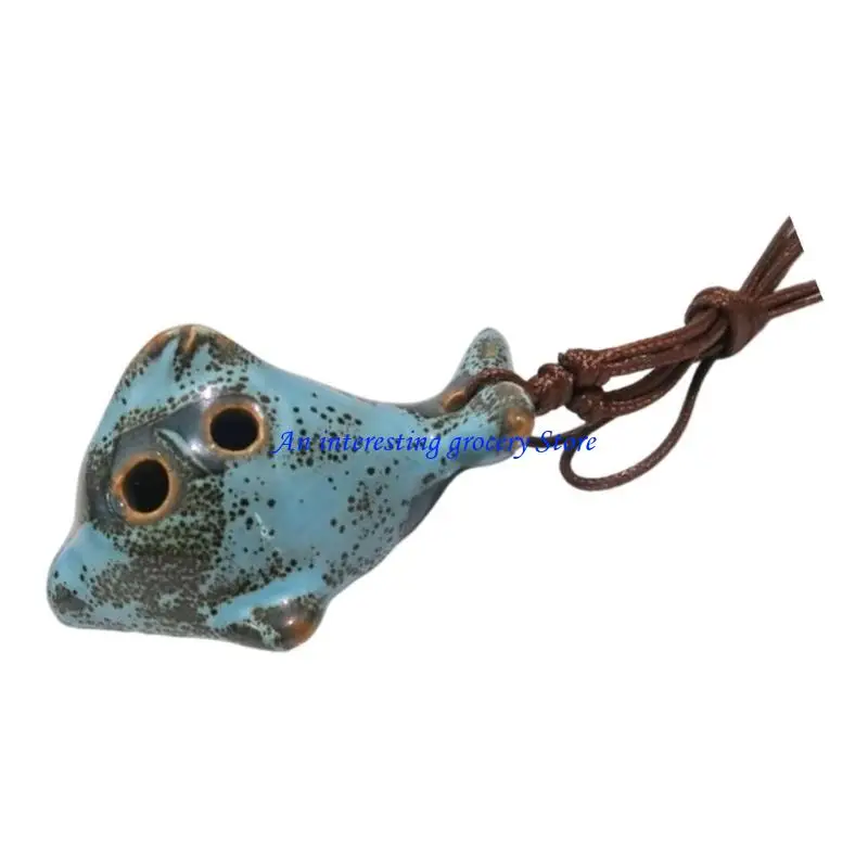 652D Unique Crackle Glaze Ceramic Flute 6 Hole Easy Learning C Tune Mini Instrument
