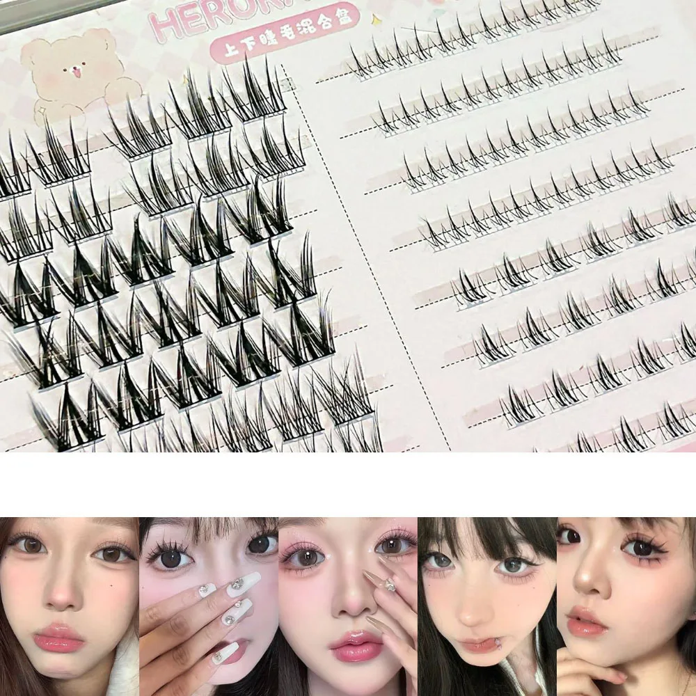 

8 Rows Lower & Upper False Lashes Mixed Pack Small Wild Cat and Flame Fishtail Shape Fake Eyelash Extension DIY Makeup Tools
