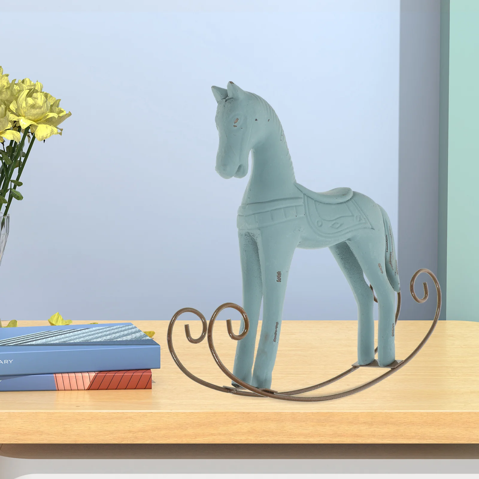 Wooden Horse Tabletop Ornament Nordic Style Colorful Wooden Desktop Decoration Xmas Home Adornment Handcraft Desktop Ornament