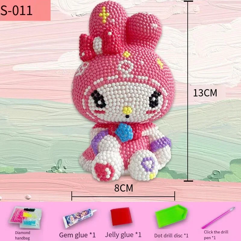 DIY Diamond Piggy Bank Hello Kitty Diamond Stick Piggy Bank Anime Sanrio Kids Toy Kawaii Cartoon Desktop Accessories Cute Gift