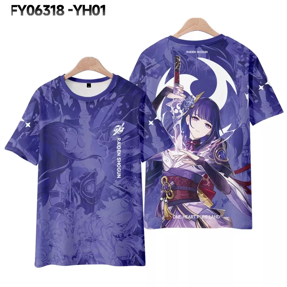 

Game T-shirts Raiden Shogun 3D Print Kid Anime T-shirt Men Women Short Sleeve Tee Y2k Top Harajuku Men's Clothing