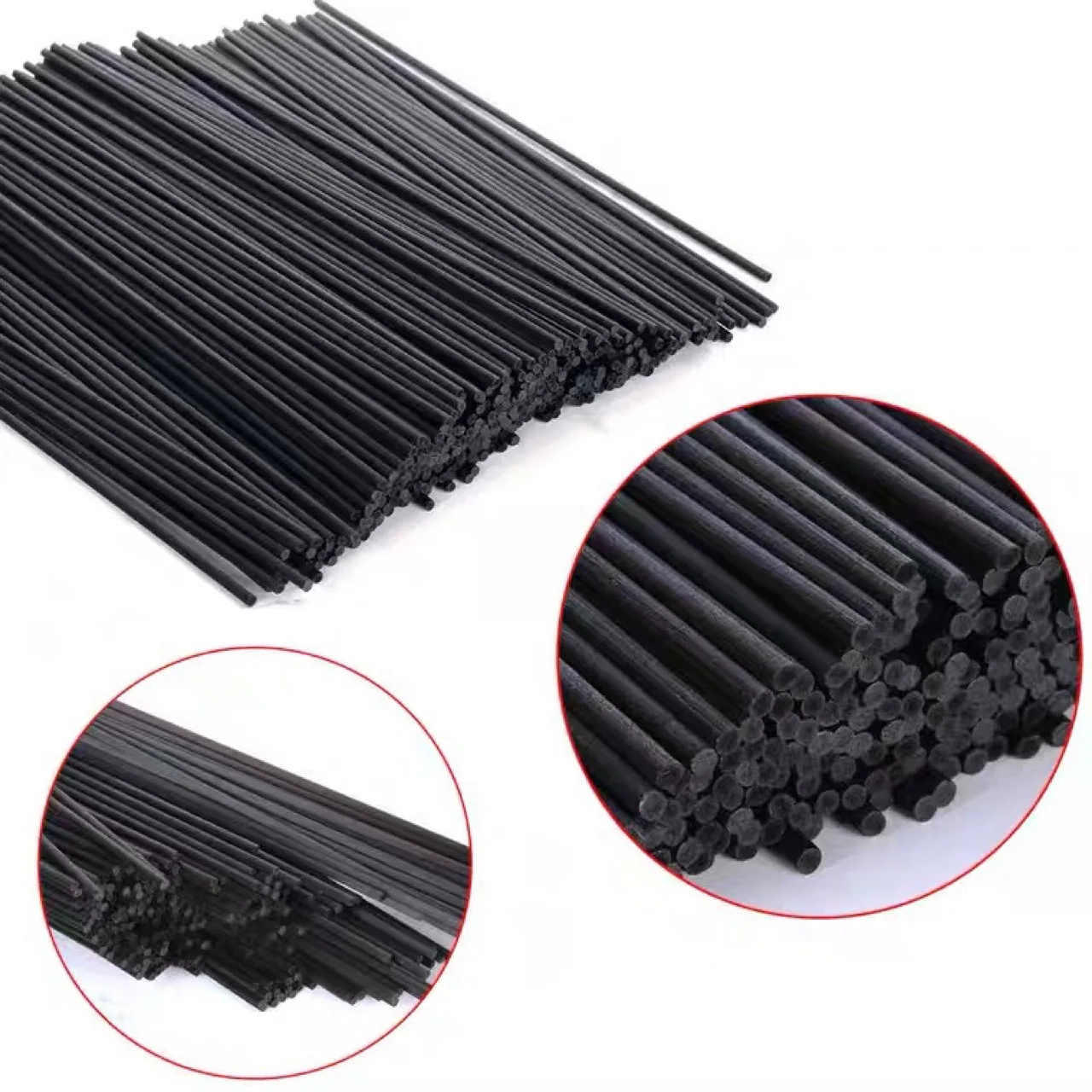 300pcs L50cm D5mm Black Fiber Rattan Sticks Essential oil Reed Diffuser Sticks for Air Freshener Home Fragrance Oil Refill Stick