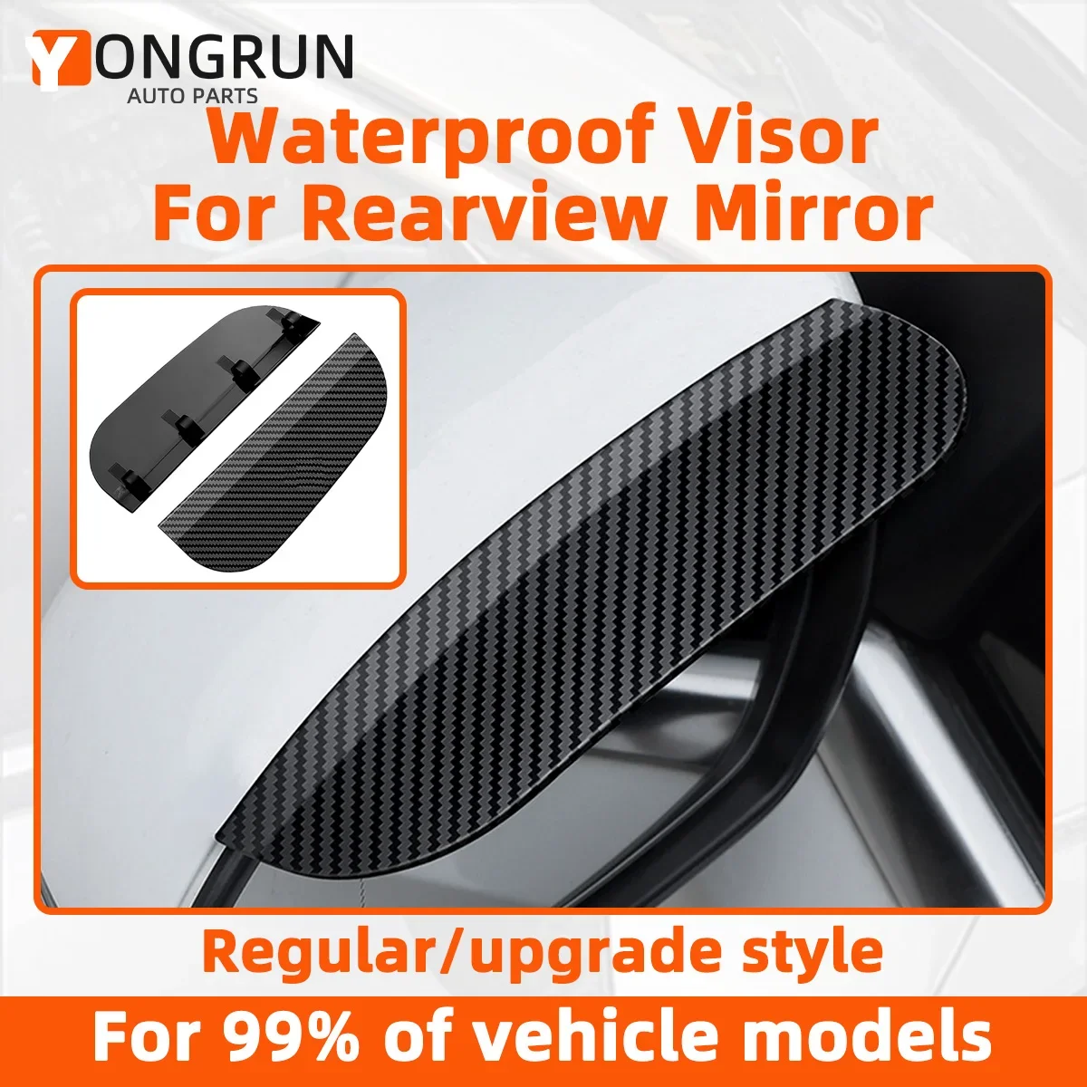 YONGRUN 1 Pair Of Car Rain Eyebrows Car Rearview Mirrors Rain Covers Sun Visors Carbon Fiber Texture Suitable For Most Cars