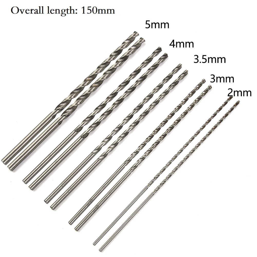 10Pcs Extra Long HSS High Speed Steel Drill Bit Set 2mm 3mm 3.5mm 4mm 5mm Bits Multi Function Metal Drills Power Tools Woodwor