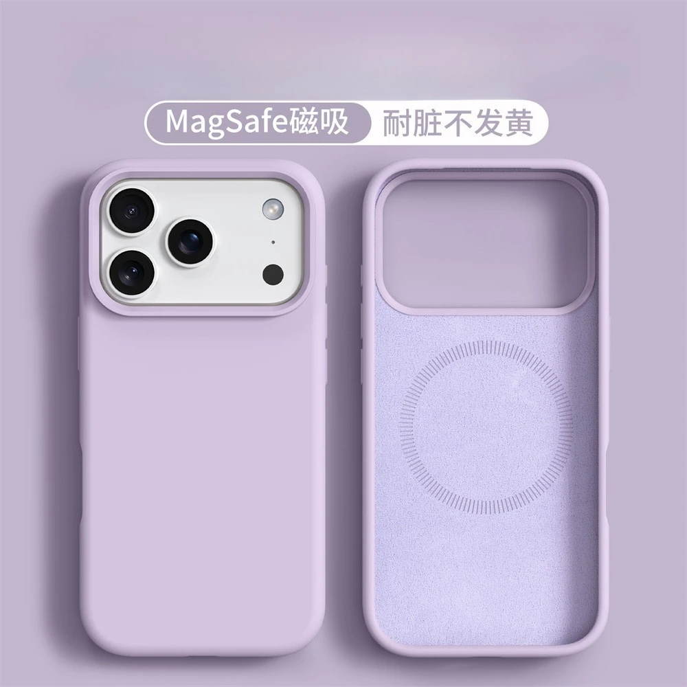 Flüssiges Silikon Magnetisch für MagSafe Handyhülle für iPhone 17 Pro Max 16 15 18 13 17 Air Einfarbiger Hautschutz Weiche Rückabdeckung