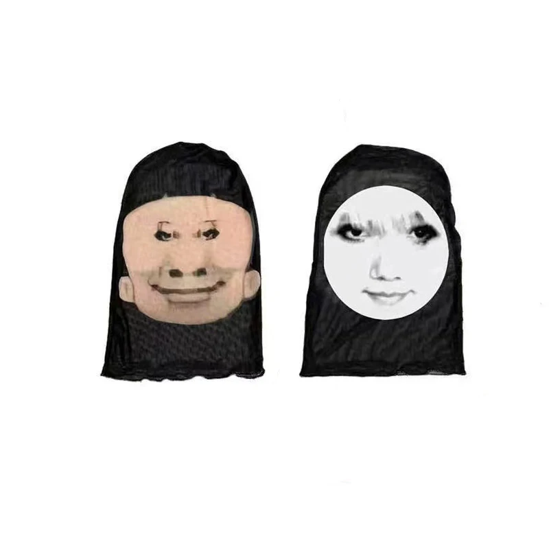 Funny Expression Face Mask Cosplay Anime Men Halloween Party Costumes Accessories Mesh Helmet Friends Gifts Sun protection Masks