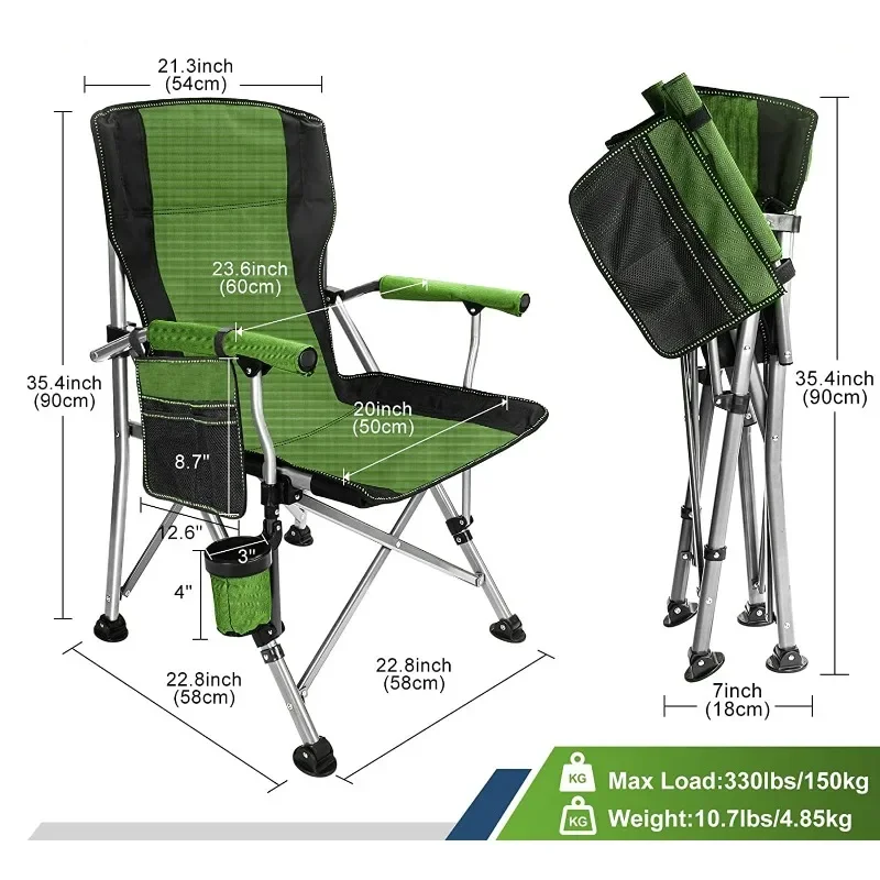 Adult Folding Camping Chair High Backrest Missile Chair with Armrest