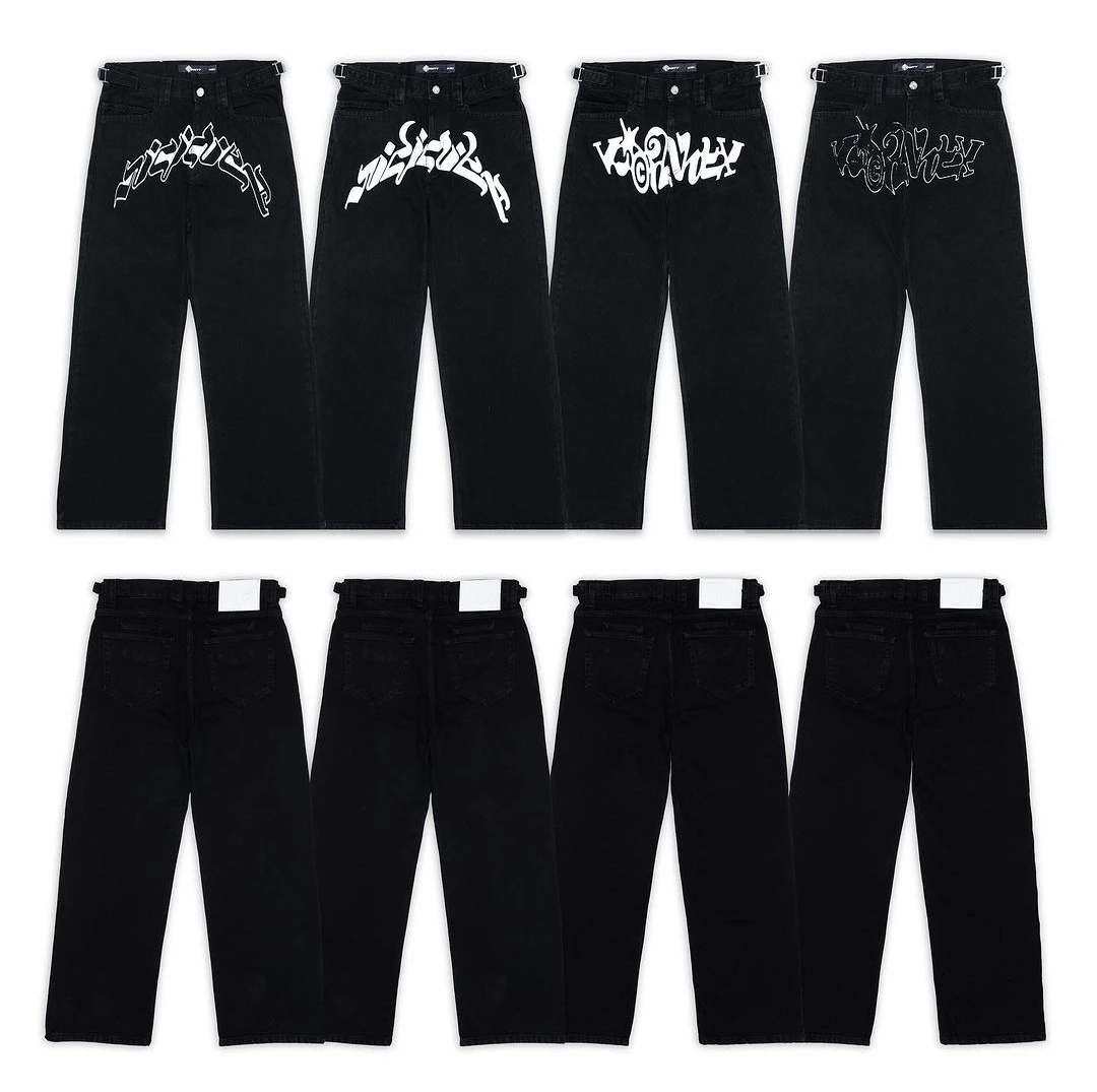 Jean Baggy Noir à Jambes Larges pour Homme, Pantalon Droit, Décontracté, Streetwear, Hip Hop, Y2k