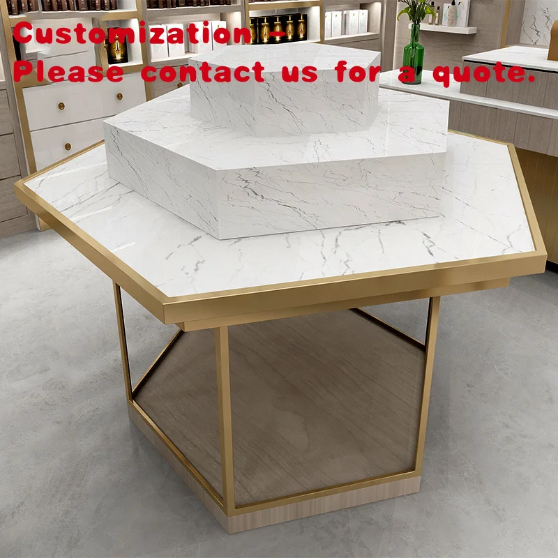 

custom.Luxury Metallic Double-Sided Light Duty Cosmetics Display Cabinet Beauty Salons with Customization Optio