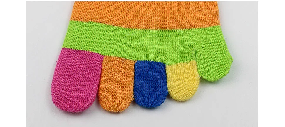1/6 Paar Damen-Fünf-Finger-Socken, kurze Baumwollsocken, bunt, Regenbogenfarben, lässig, modisch, atmungsaktiv, warm, Harajuku, Happy Toe Socken, für Studenten – Detail 8
