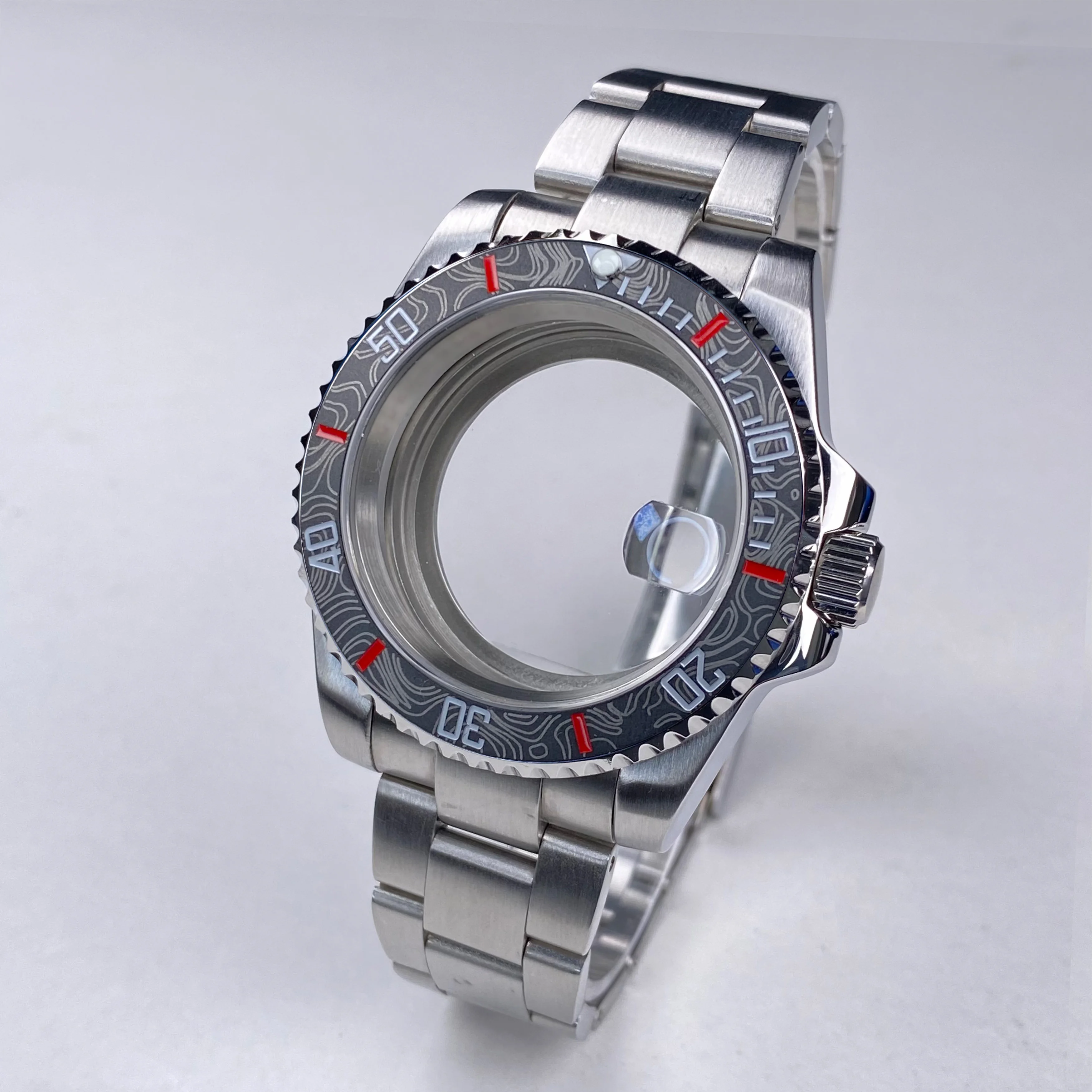 Caixa de relógio nh35 40mm tira 120 cliques para seiko peça de substituição caixa de aço inoxidável vidro safira caber nh34/35/36 movimento nh35