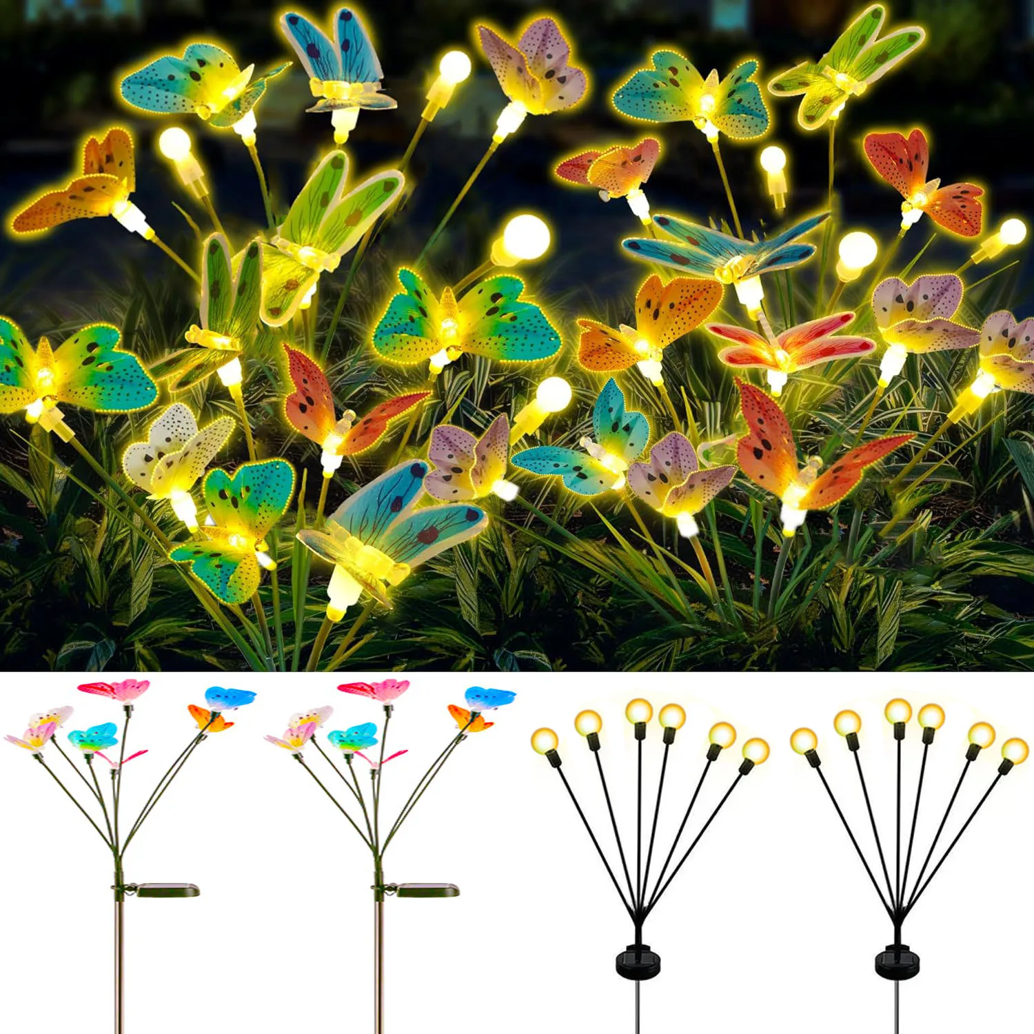 Luci solari a farfalla per giardino all'aperto lucciole luci da giardino IP65 impermeabile passerella Backyards decorazione del prato lampada da terra