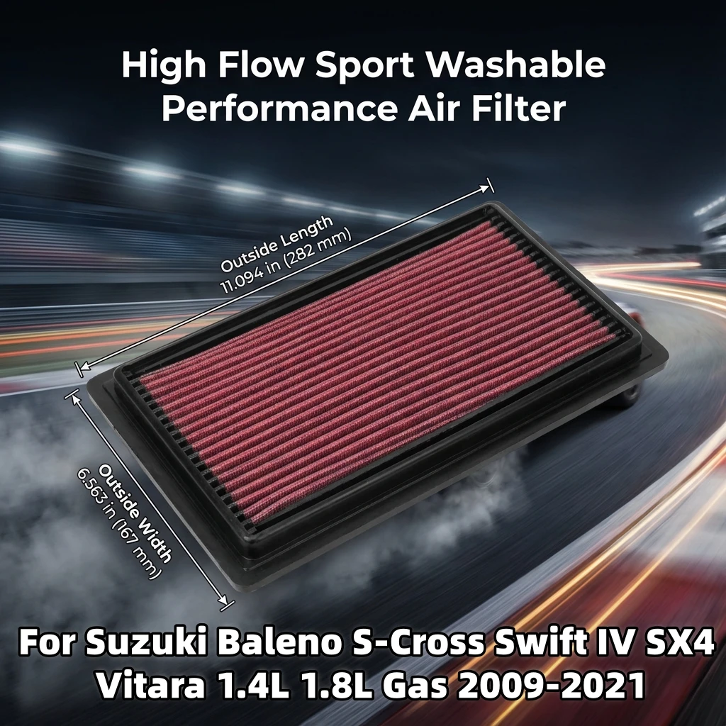 

For Suzuki Baleno S-Cross Swift IV SX4 Vitara 1.4L 1.8L Gas 2009-2021 High Flow Sport Washable Performance Air Filter 33-2075