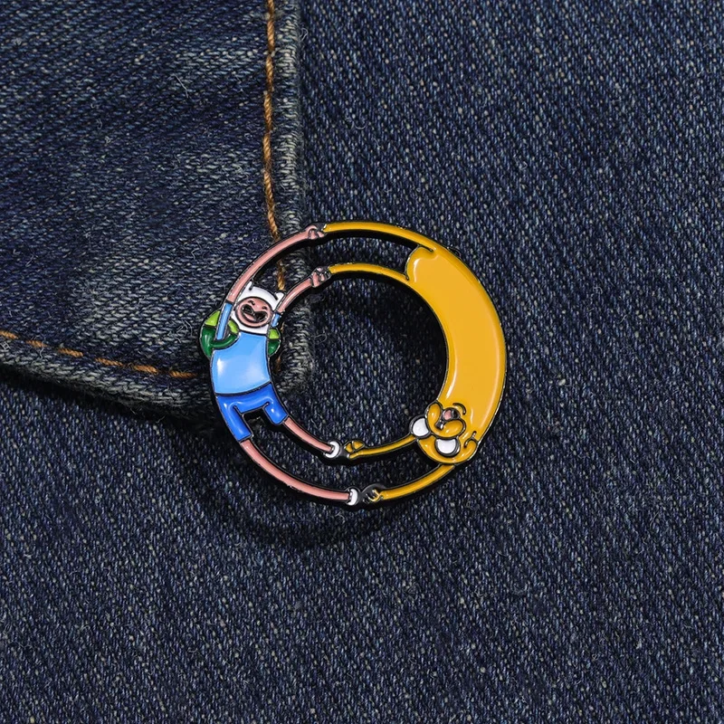 1 Pcs Cartoon Creative Anime Yellow Dog People Brooch Metal Costume Accessories Peripheral Gift Clothes Decoration image 5