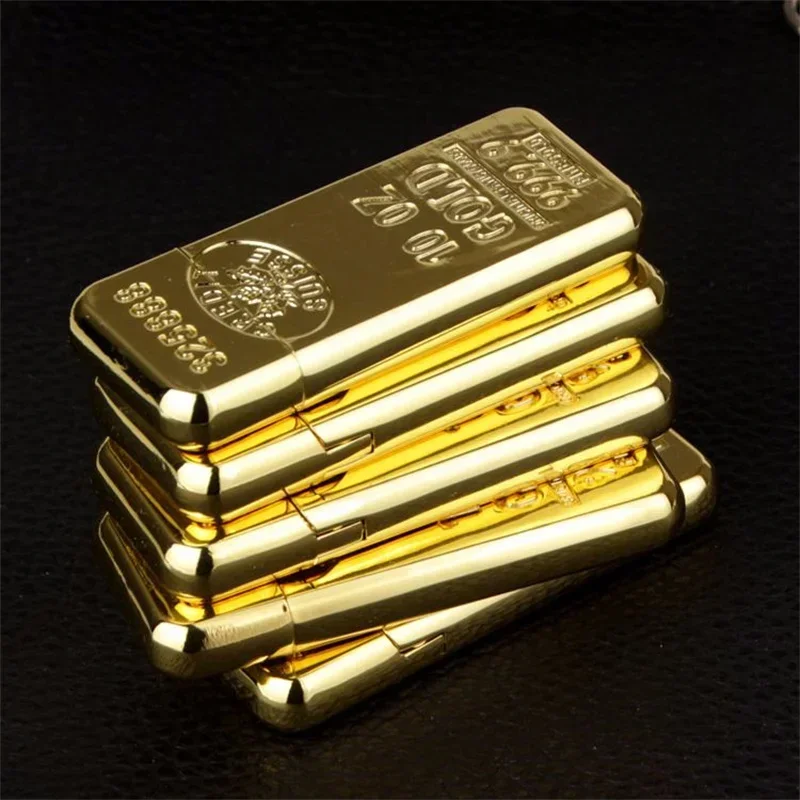 

2025 Shiny Golden Butane Gas Lighter Creative Ultra-thin Mini Grinding Wheel Open Flame Smoking Accessories Gadgets For Men