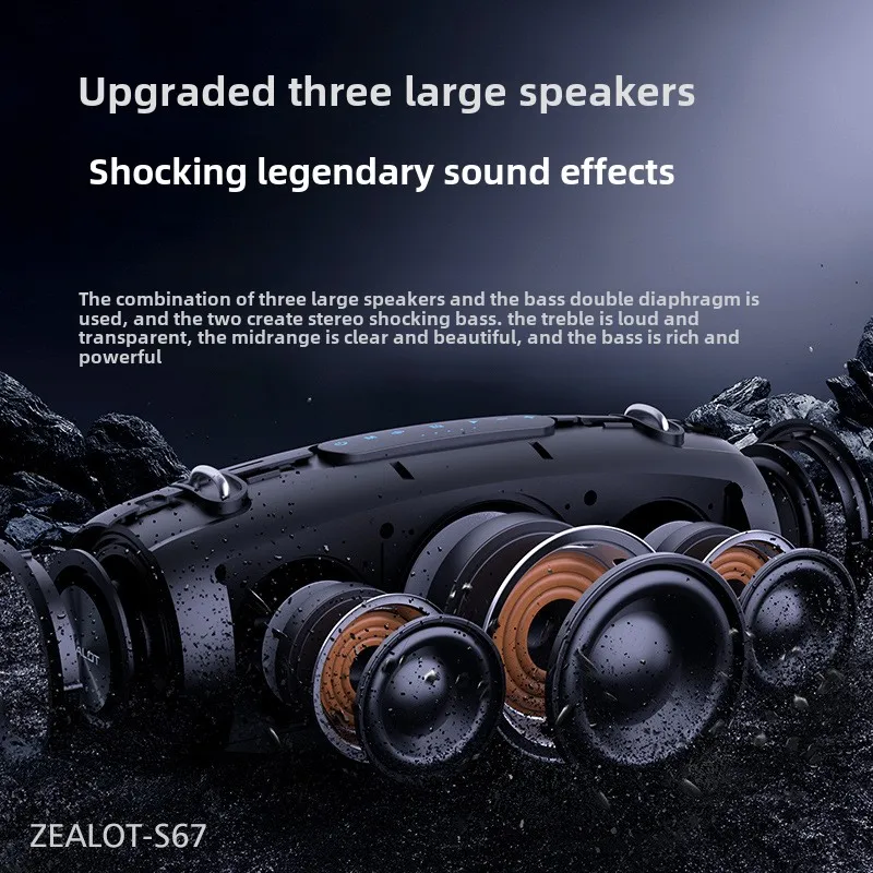 High-Power S67 for  Speaker 60W Portable Subwoofer with RGB for Outdoor Karaoke Square Dance & Audio-for Enthusiasts
