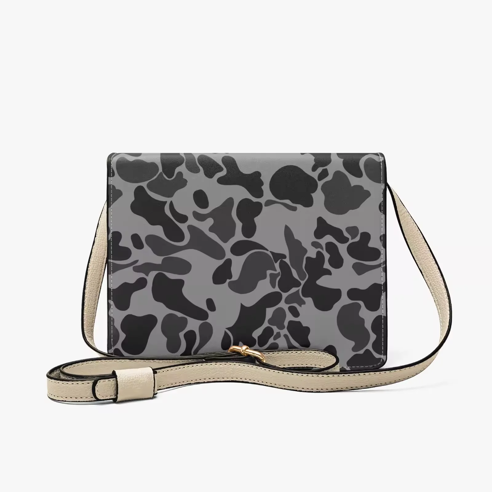 Factory Hot Custom Green Camo Pattern PU Crossbody Bag Women Small Square Flap Shoulder Bag with Adjustable Strap for Daily Use