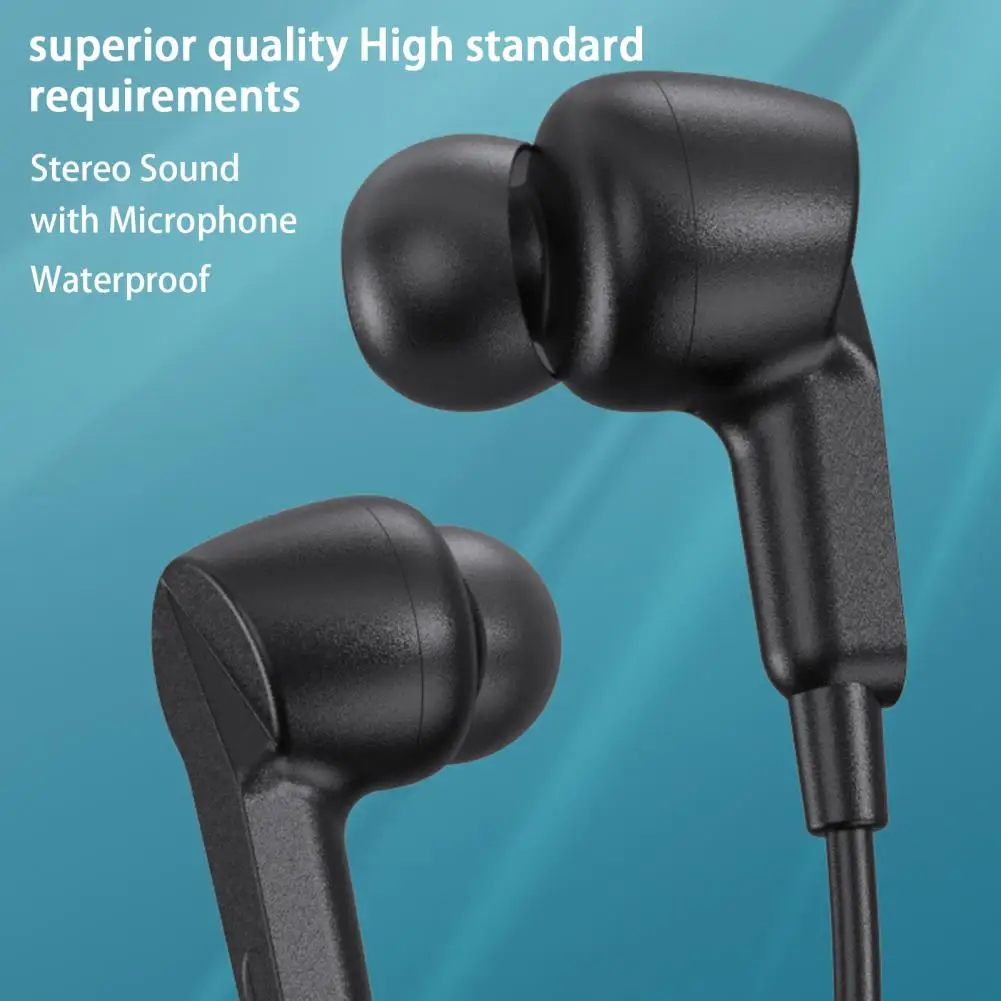 Wired Earphone Waterproof Stereo Sound with Microphone 14mm Horn Unit Universal Enjoy Music PVC Mobile Phone Wired In-Ear Gaming