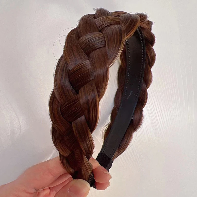 Bohe sztuczny styl Fishbone pleciony pałąk zębate antypoślizgowe Hairband peruka Twist Braid obręcz do włosów szeroka opaska na głowę stylizacja