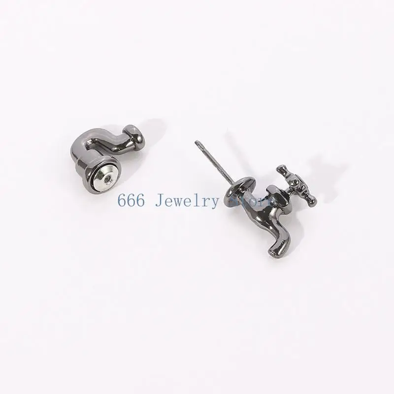 F2TD Tiny for Creative Stud Earrings Minimalist Faucet Earring Studs Gothic Style Earrings Halloween Party Ornament for Women