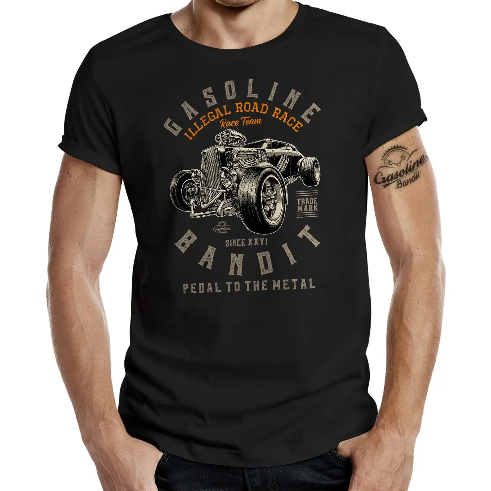 Sponsored Ad Hot Rod Racer Herren T Shirt Illegal Road Race vintage Washed Stylish fashion Slightly Comfortable Breathable
